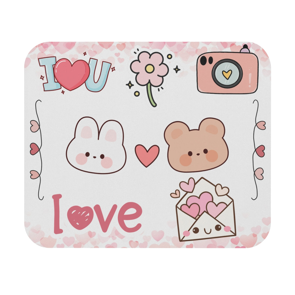 I Love – Kawaii Bunny & Bear Mouse Pad