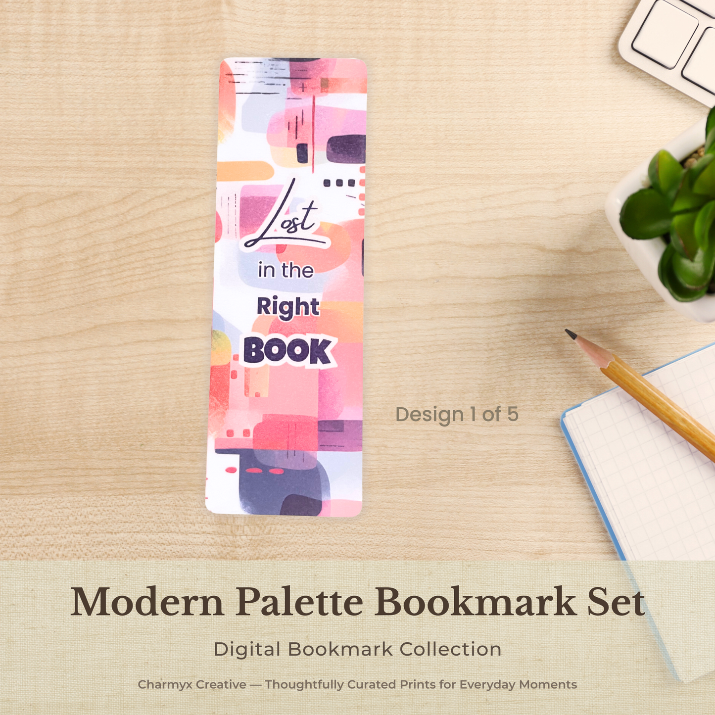 Modern Palette Bookmark Set — Digital Download