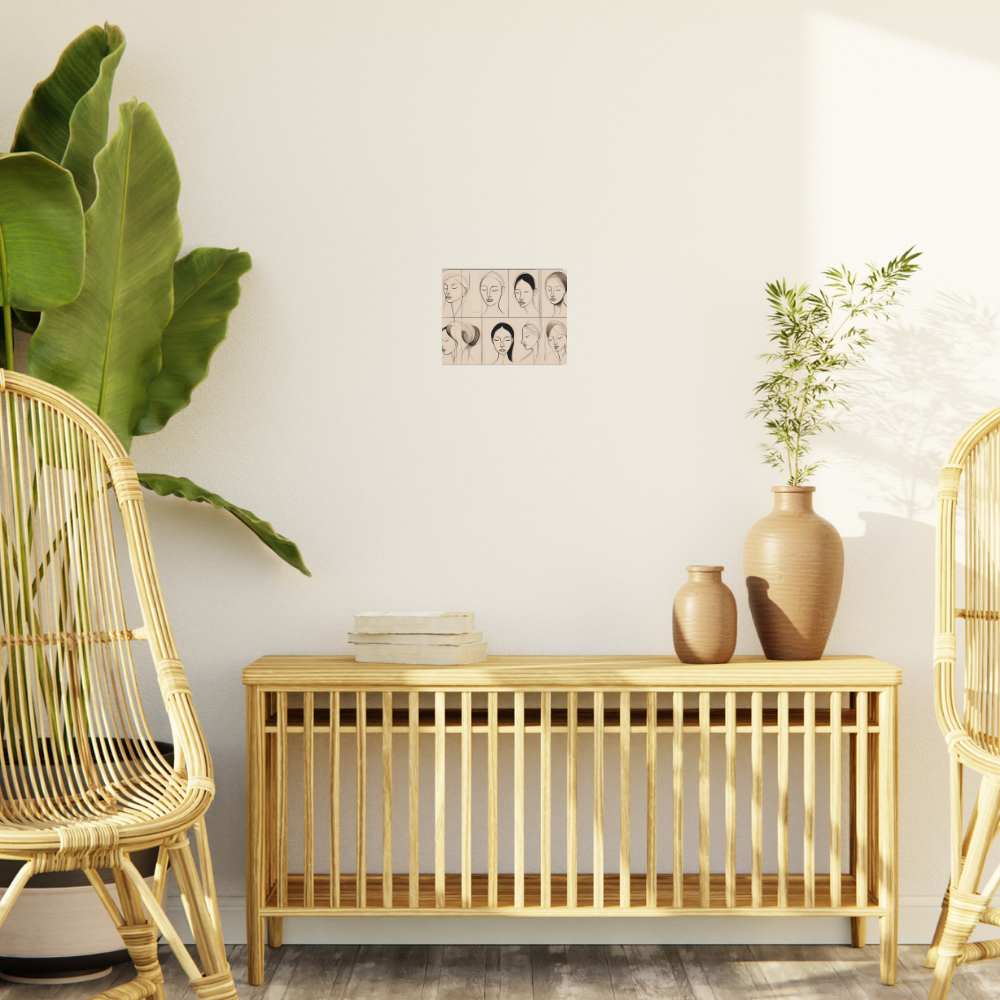 Minimal Line Art Faces Wall Print | Modern Neutral Wall Art