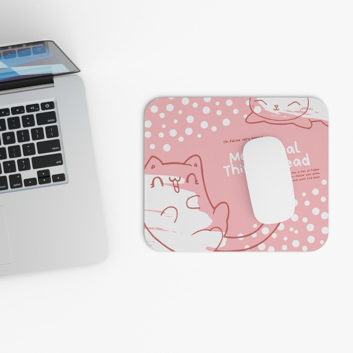 Meowgical Things Ahead – Cute Pink Cat Mouse Pad