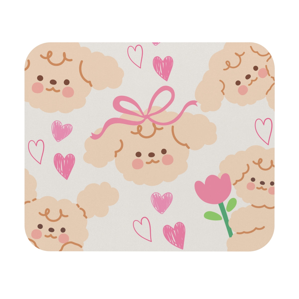 Cute Doggie Mouse Pad – Kawaii Hearts & Bow