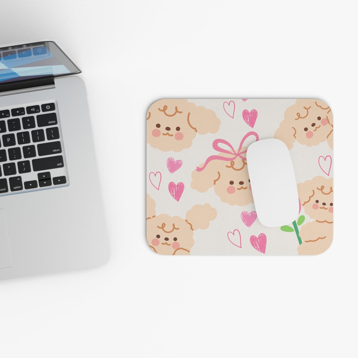 Cute Doggie Mouse Pad – Kawaii Hearts & Bow