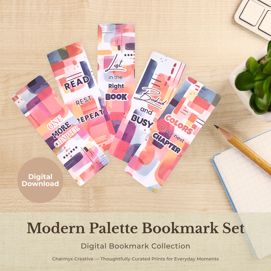 Modern Palette Bookmark Set — Digital Download