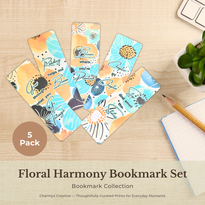 Floral Harmony Bookmark Set – 5-Pack