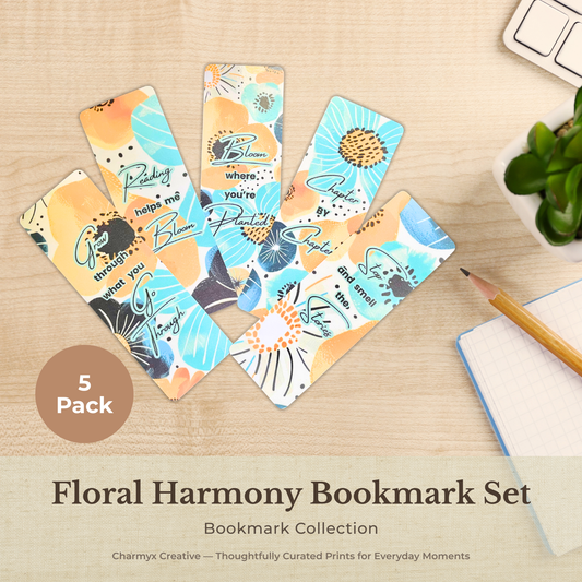 Floral Harmony Bookmark Set – 5-Pack