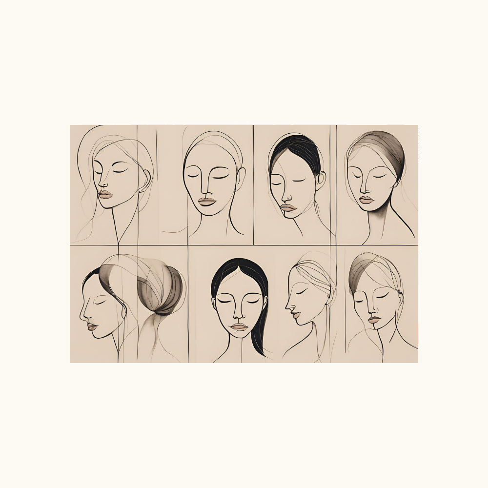 Minimal Line Art Faces Wall Print | Modern Neutral Wall Art