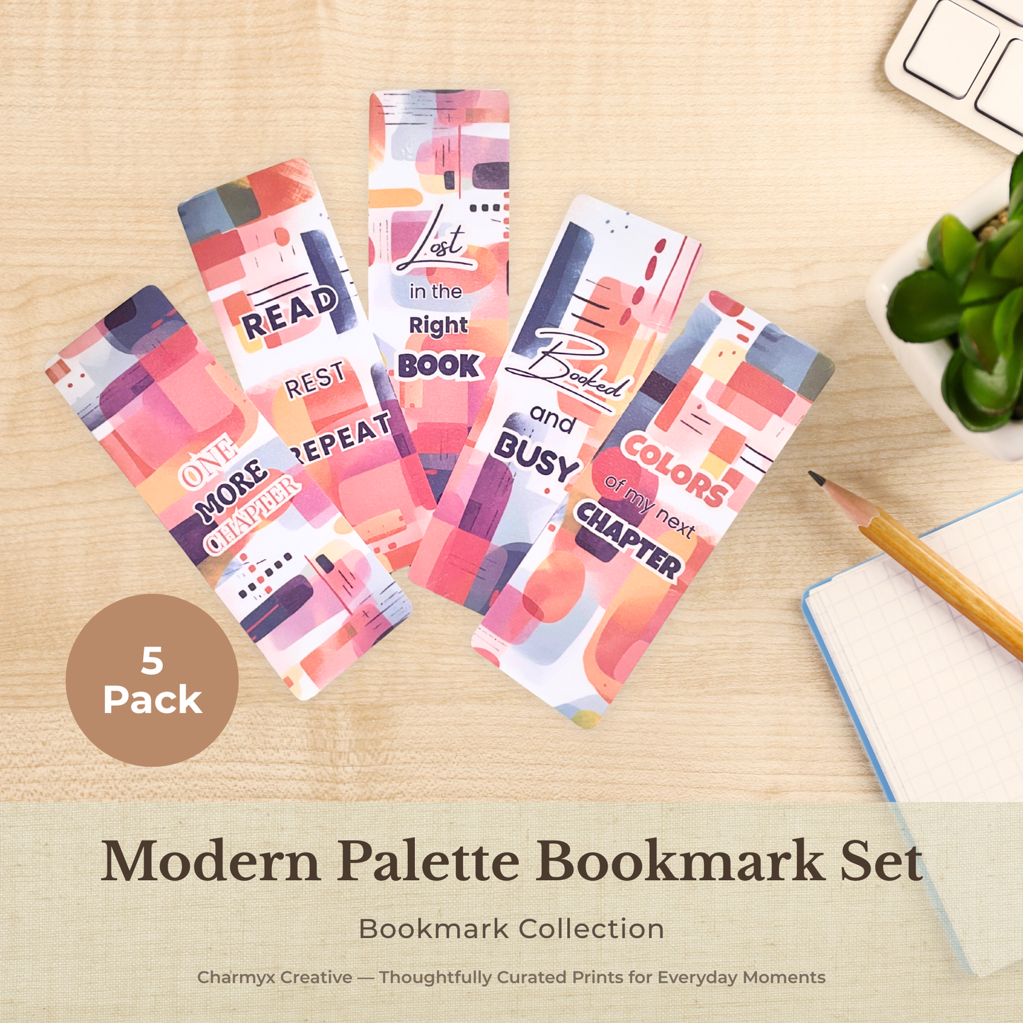 Modern Palette Bookmark Set – 5 Pack