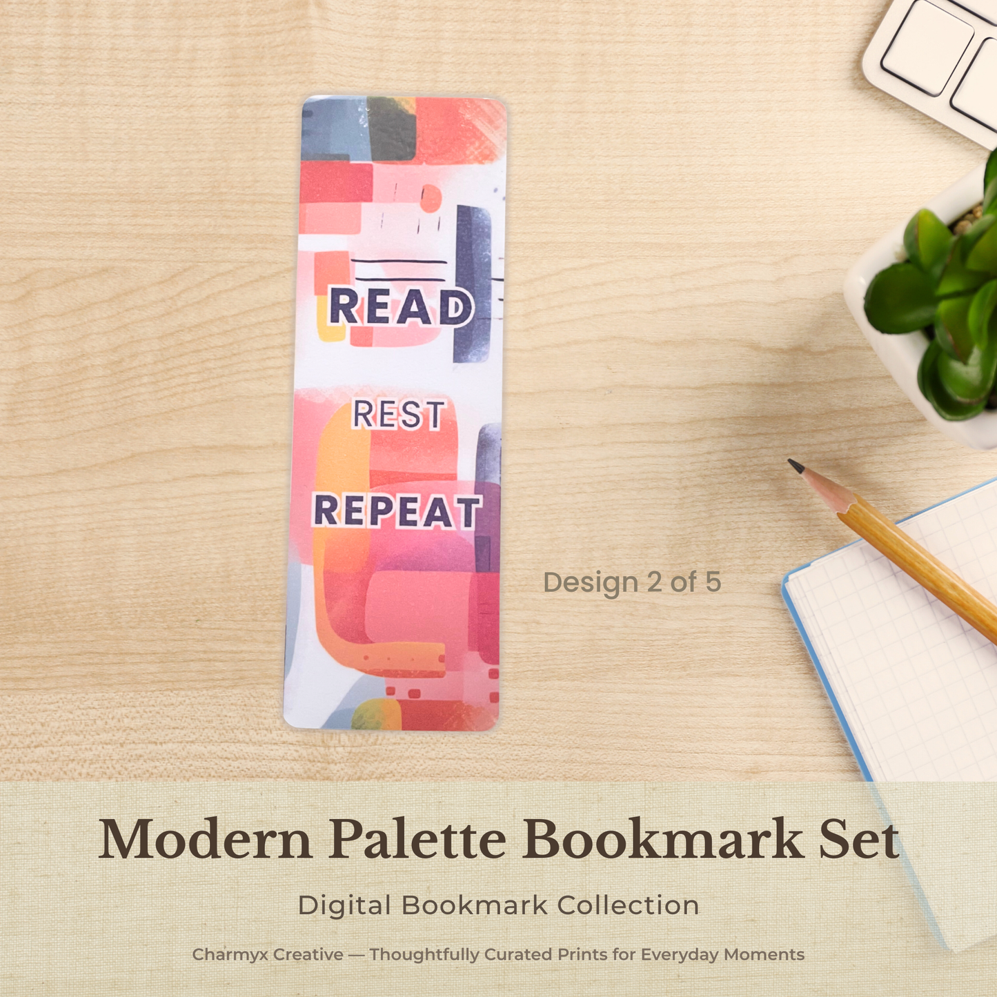Modern Palette Bookmark Set — Digital Download