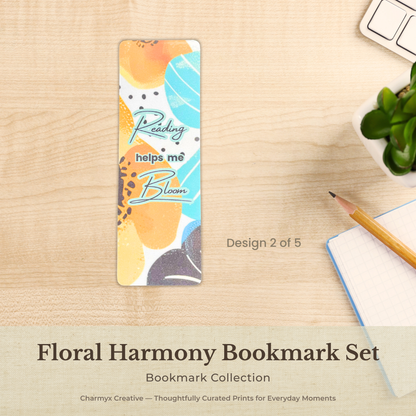 Floral Harmony Bookmark Set – 5-Pack