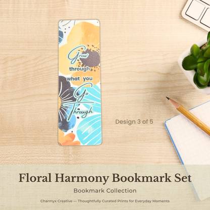 Floral Harmony Bookmark Set – 5-Pack
