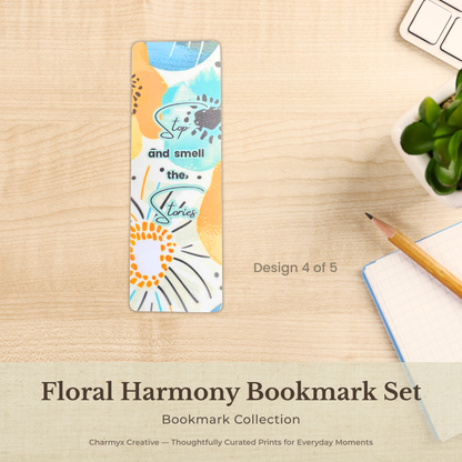 Floral Harmony Bookmark Set – 5-Pack