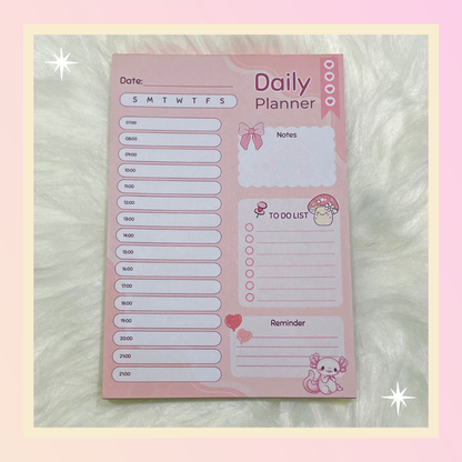A6 Daily Planner Notepad – Pink Cute Desk Planner (50 Leaves)