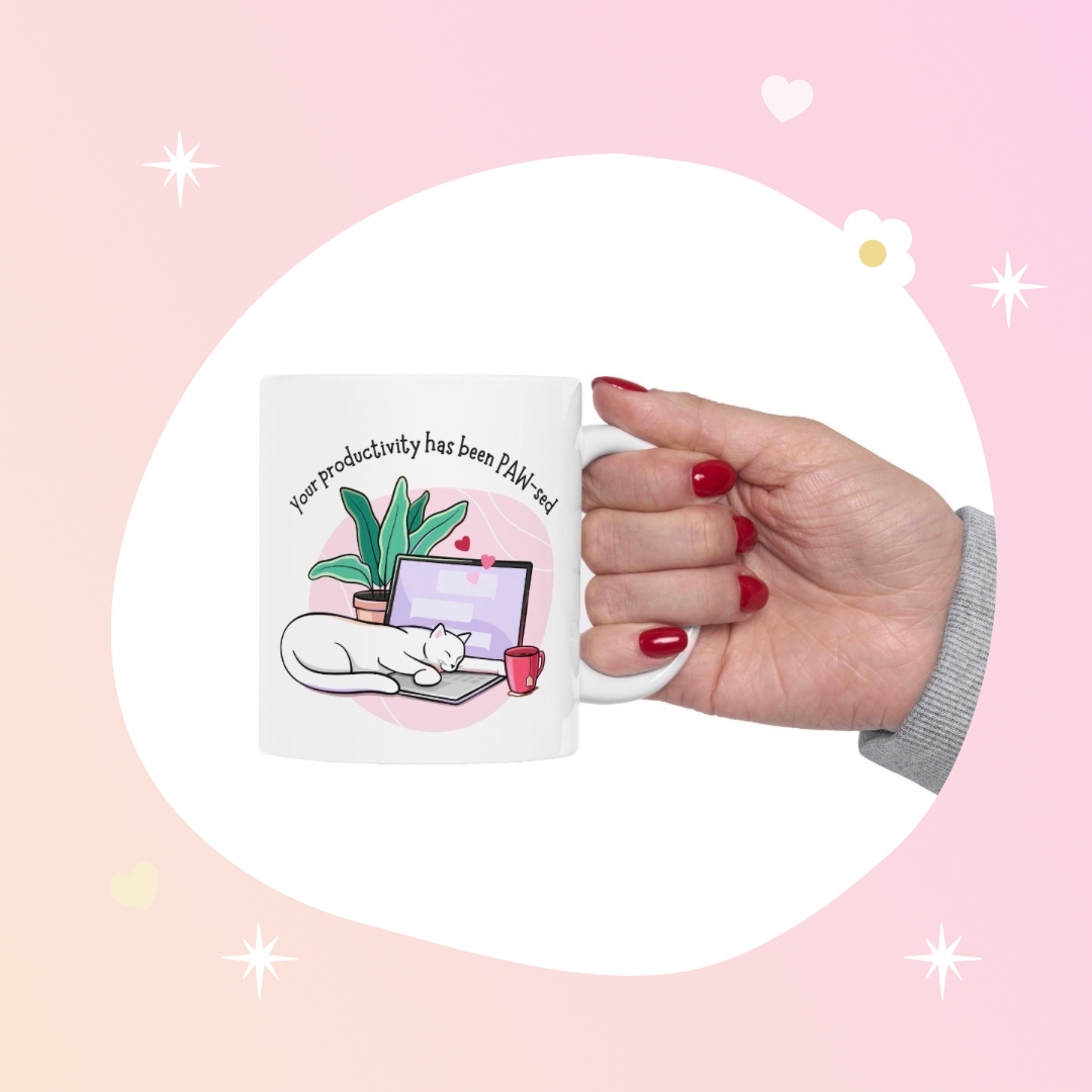 My Productivity Has Been PAW-sed – Cute Cat Coffee Mug
