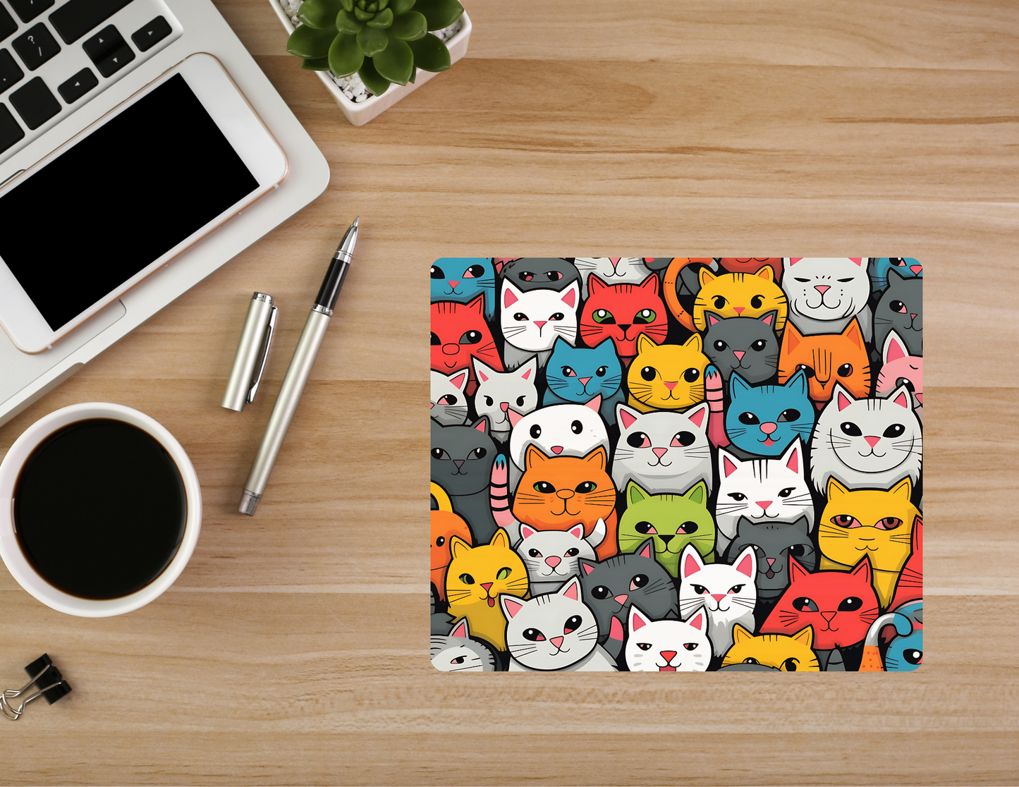 Crowd of Cats Mouse Pad – Fun & Colorful Desk Mat for Cat Lovers