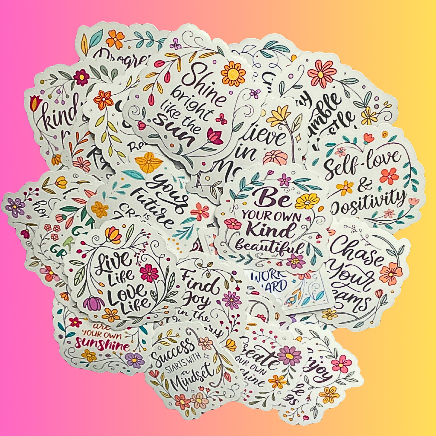 Floral Affirmations Sticker Set – 30 Pieces
