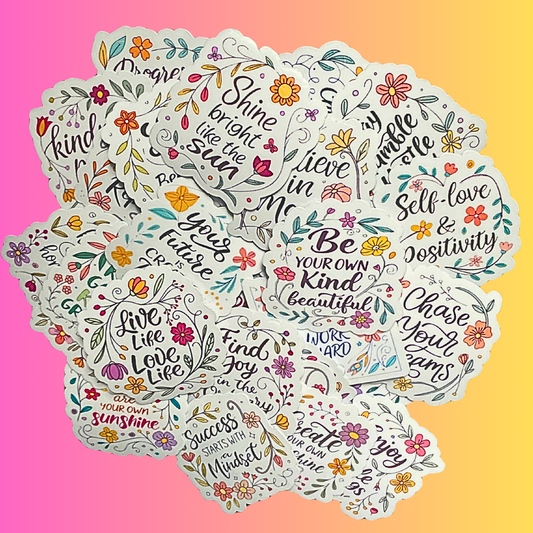 Floral Affirmations Sticker Set – 30 Pieces