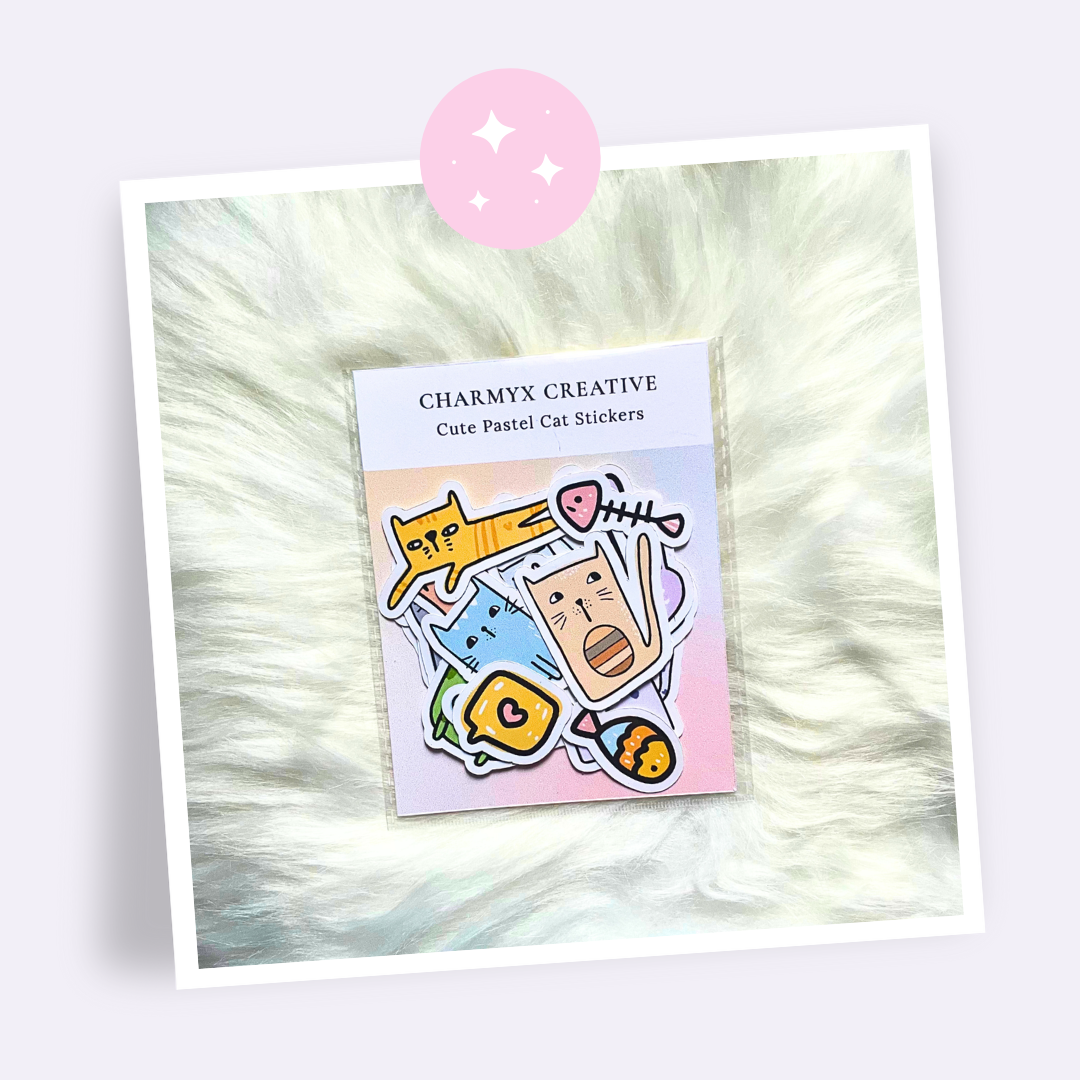 Cute Pastel Cat Stickers – 20pcs Set