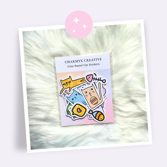 Cute Pastel Cat Stickers – 20pcs Set