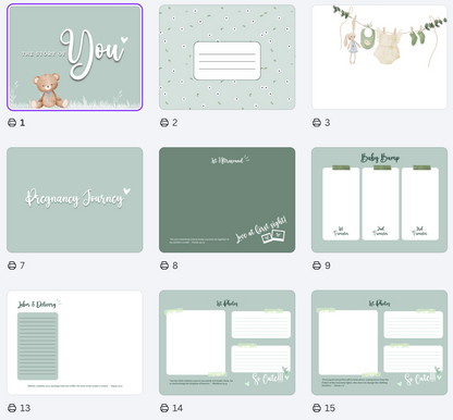 Preview pages – cover design options and sections overview
