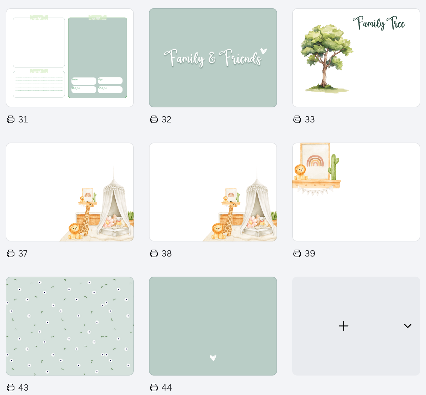 Preview pages – baby's firsts, milestones, and month photo layout