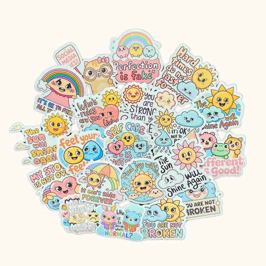 Positive Affirmations Kawaii Sticker Set – 20 Pieces