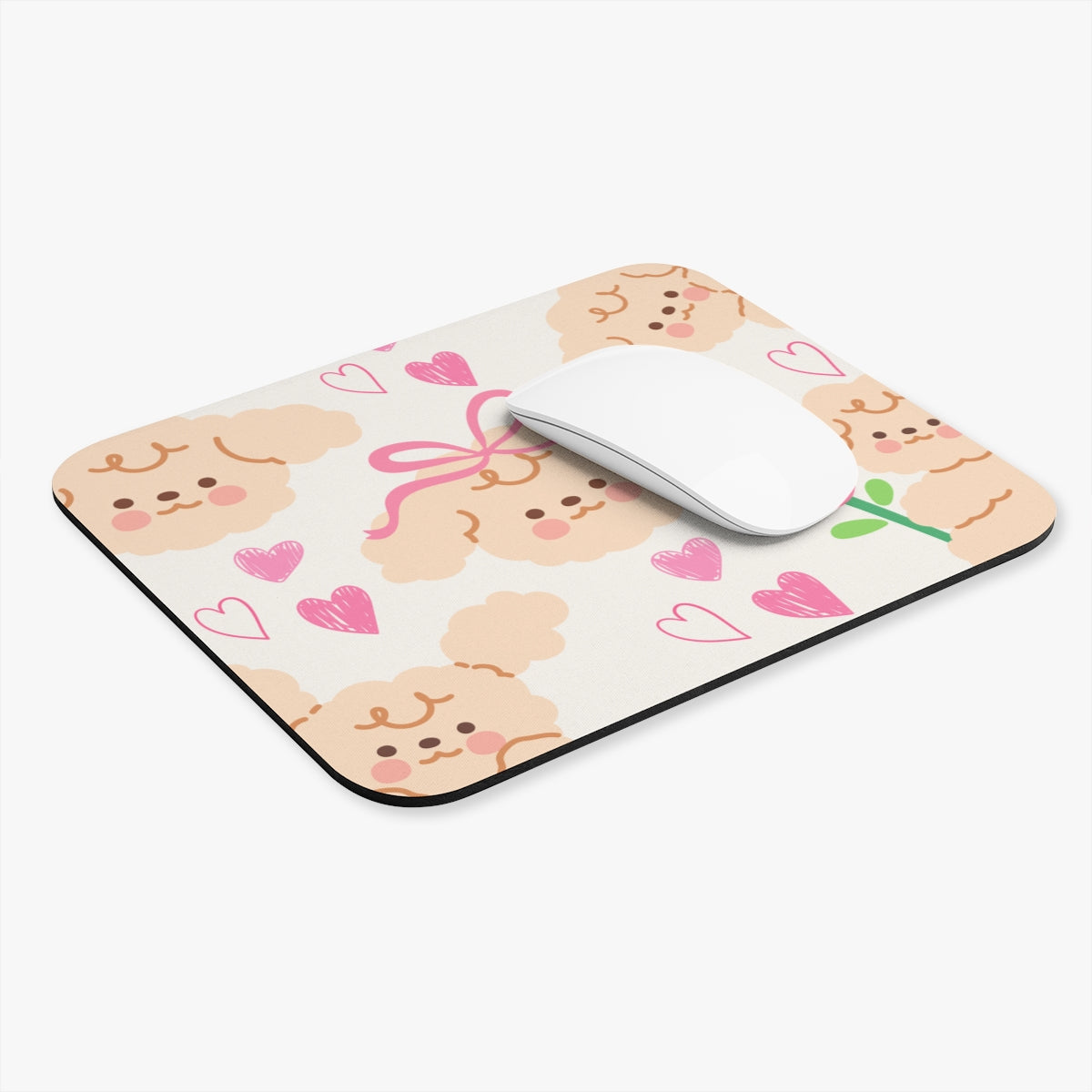 Cute Doggie Mouse Pad – Kawaii Hearts & Bow